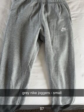 Nike Grey Kids Fleece Joggers with White Swoosh